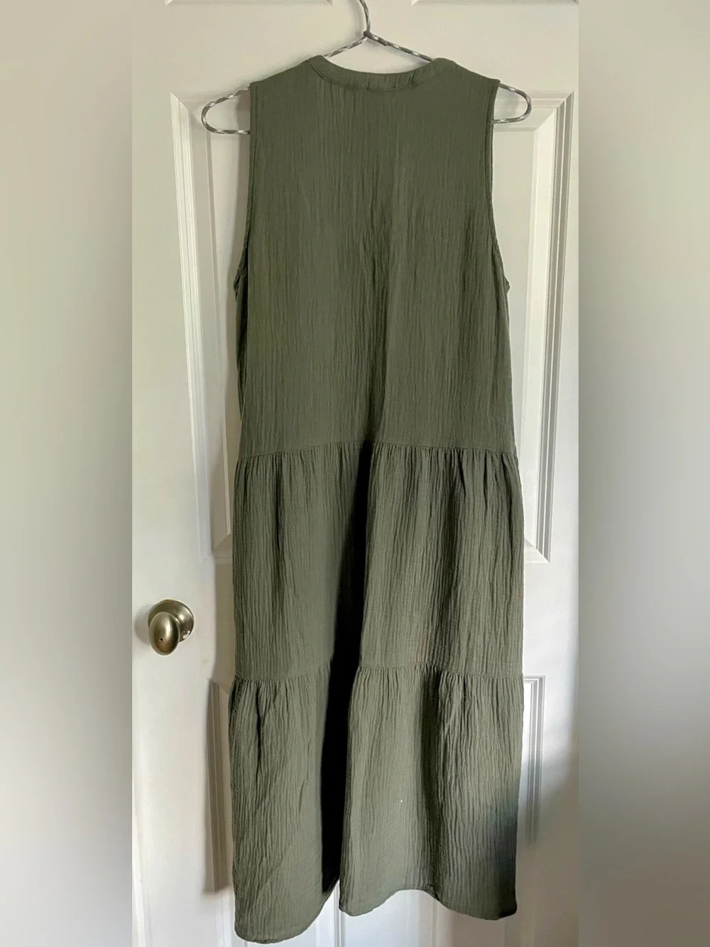 Splendid Olive Green Sleeveless Tiered Maxi Dress - Picture 2 of 7